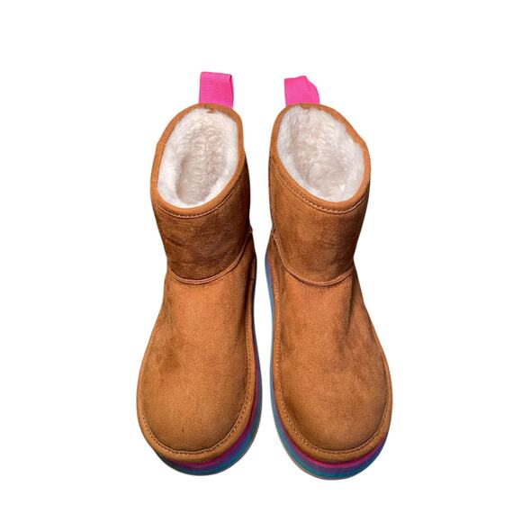 Steve Madden Girl 13 Jtoasty Stripe Brown Camel Cognac Platform Boot Pink Purple - Picture 5 of 14